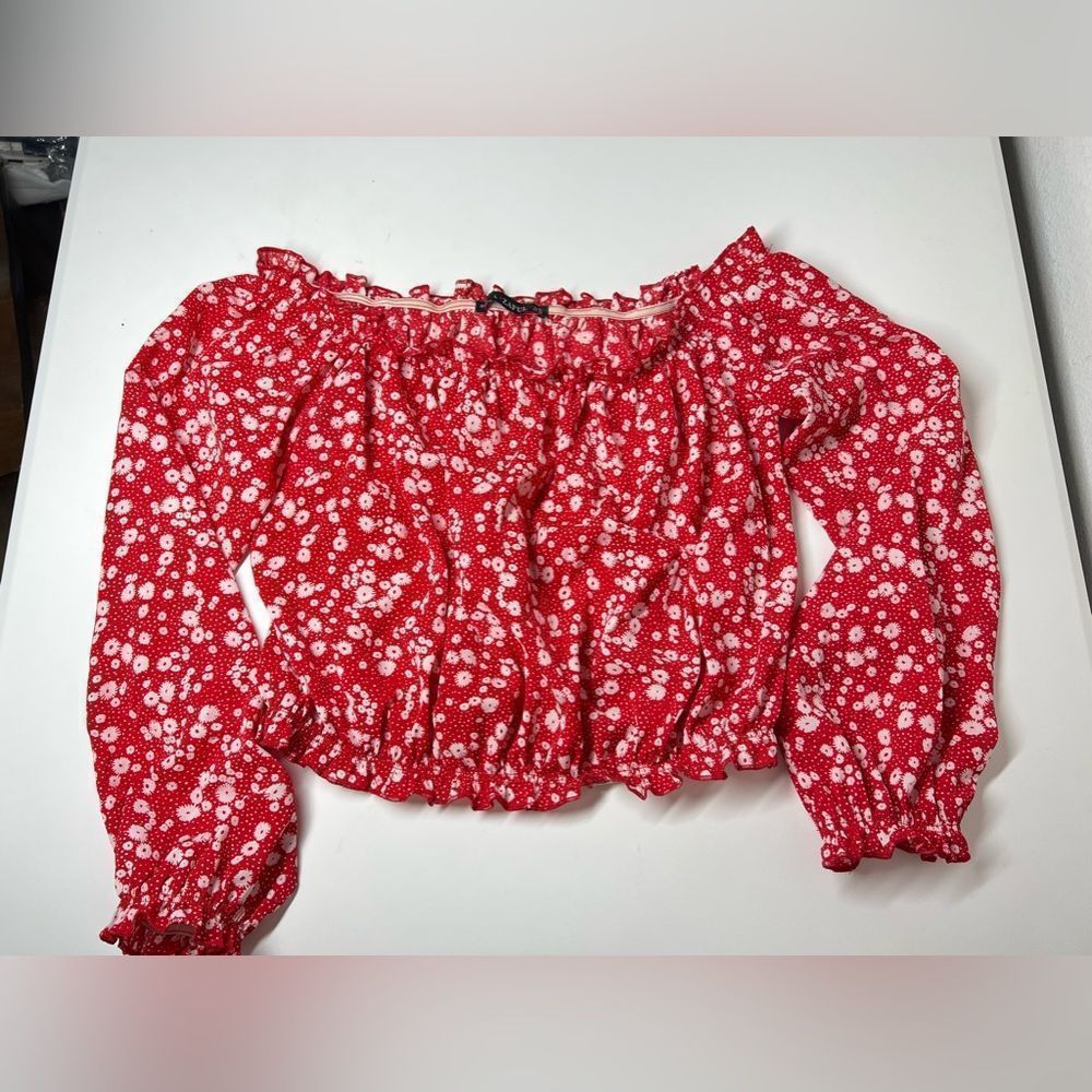 Zaful Flowy Off Shoulder Crop Top Size 8 - Picture 8 of 8